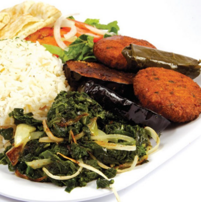 Traditional Turkish food including doner kebab, kebabs, and baklava at Black Sea Restaurant