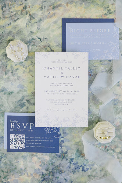 invitation suite styled with shoes  and bouquet