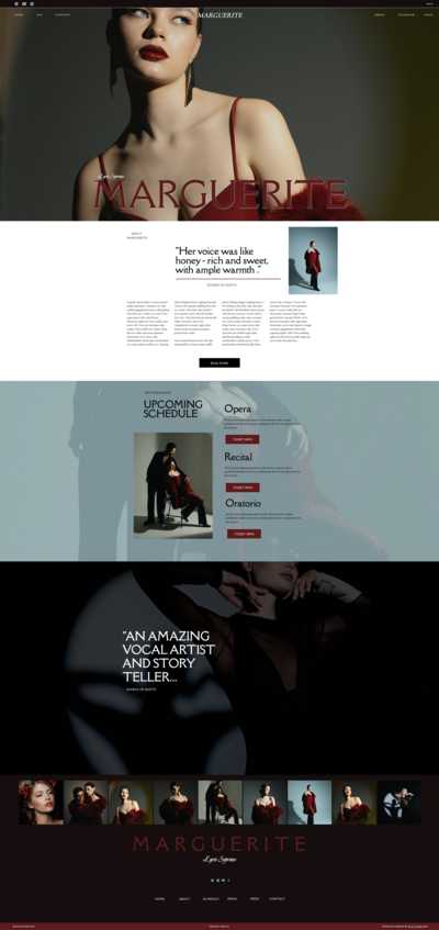 image of a website for an opera singer