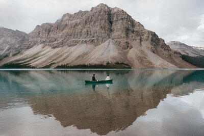 Couple sharing personal vows in Banff National Park