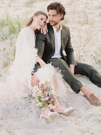 buena vista wedding bride and groom by river