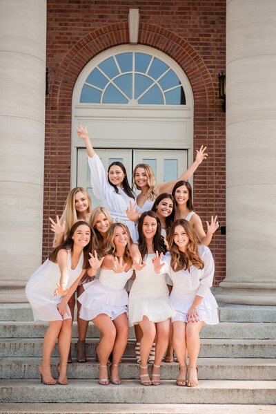 Group of Kappa Kappa Gamma seniors together for graduation photoshoot at Vanderbilt