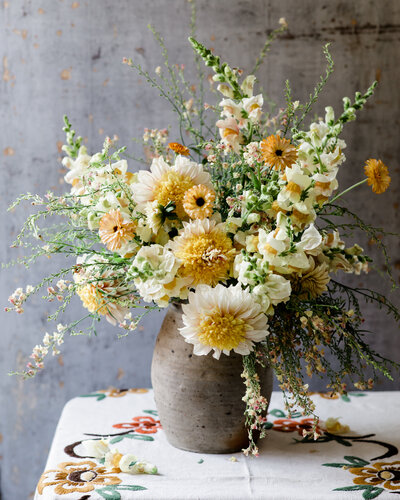An autumn vase of flowers by Janne Ford