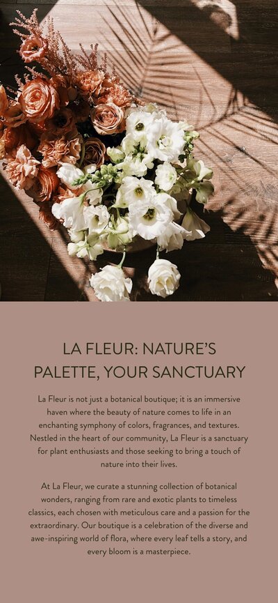 La Fleur Botanical Boutique Mobile Mockup About Page