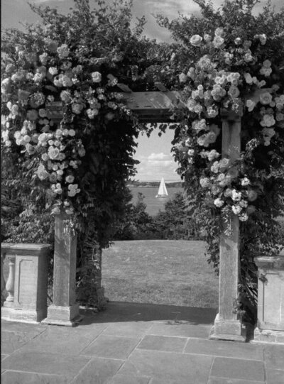 Wedding Arch at a Castle Hill Wedding on the Coast of Rhode Island