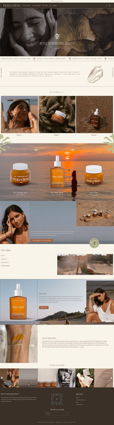 Screenshot of the website designed for Flora x Fauna