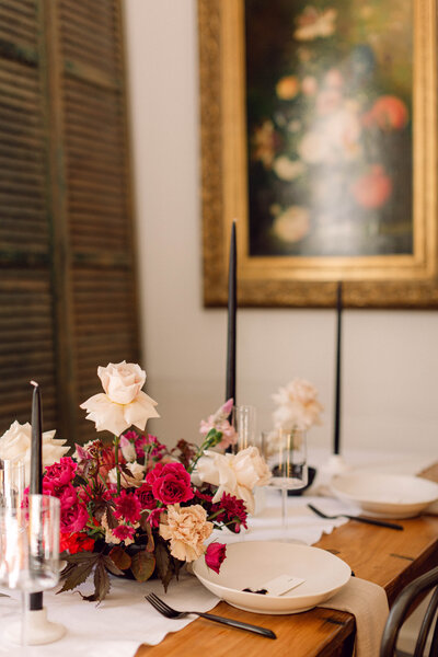 Reception Floral Arrangement Before Guests Arrive – Richmond Wedding.  