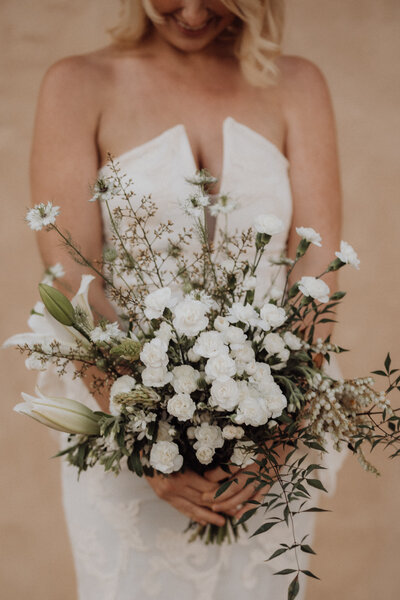 white green bride bouquet