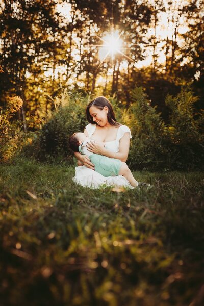 Young mother breastfeeding her baby at the Maine Audubon in Falmouth