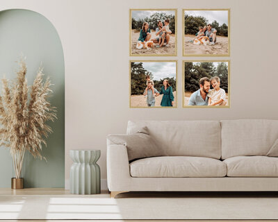 Mock-up van een luxe, exclusief handgemaakt 4-luik wanddecoratie kunstwerk – een tijdloos en hoogwaardig product uit de collectie van Juliette Fotografie.