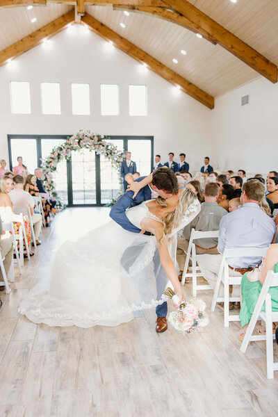 Bride and groom at the Longview Arboretum and Nature Center after elopement ceremony