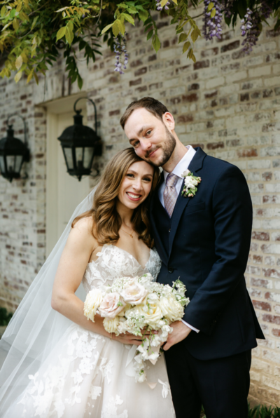 Bride and bridesmaids smiling