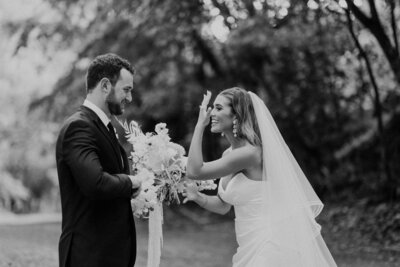 bride and groom celebrates during nashville wedding