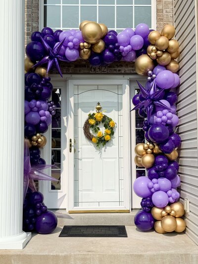 Ladue Balloons by Dreamsc8pe Event Co - purple and gold balloon setup