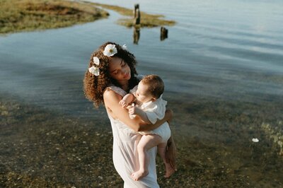 family of three  lake family photography