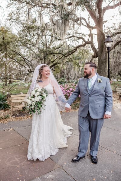 Brianna + Trent's  elopement at Columbia Square in Savannah