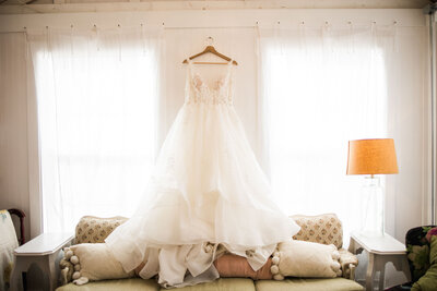 hanging wedding dress