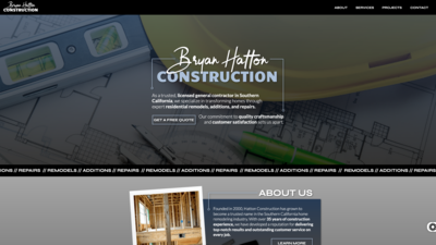 Custom Website, Branding, SEO and Maintenance for Bryan Hatton Construction by Amy Loves Websites