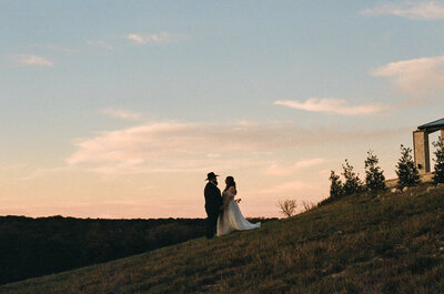 documentary photograph of a bride and groom during golden hour captured by Southern California film wedding photographer