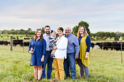 Beautiful Mississippi Family Photography: Fall Family portrait at family farm with grandparents