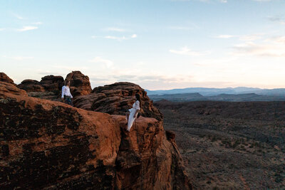 Rock climbing elopement on the side of a cliff in St. George Utah