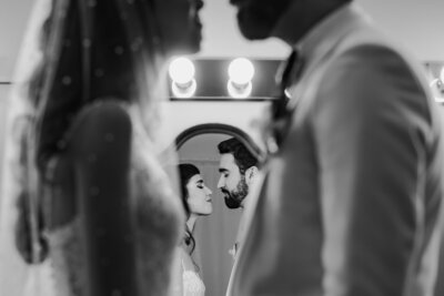 Bride and Groom Kissing at Golden Hour Wedding Day Illinois