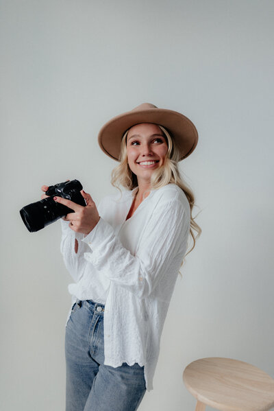 Photographer headshot in white studio