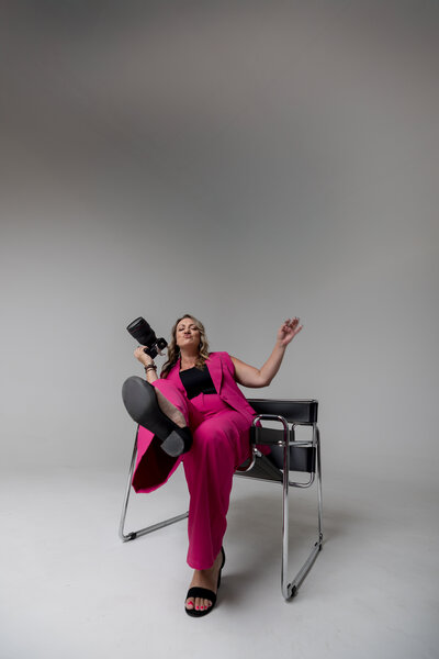 Christine Scott of Lomonico Photography - pink power suit!