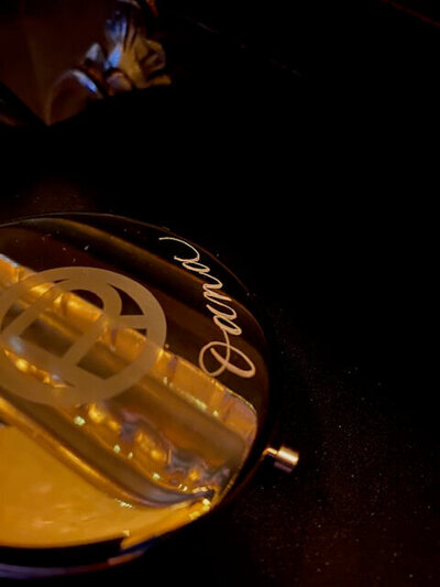 gold mirror with engraving