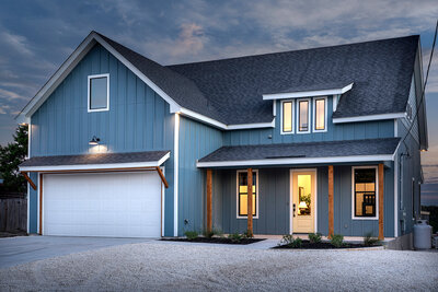 blue board and batten house exterior