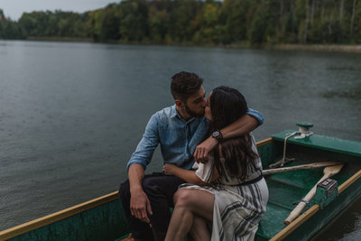 Jacqueline James Photography | Romantic Stormy Rowboat Engagement Photography