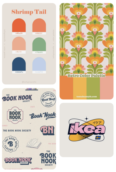Mood board featuring vintage-inspired photography styles and warm tones for Flashback Foto