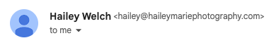 Hailey Welch Gmail header