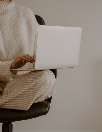 Woman working on a laptop
