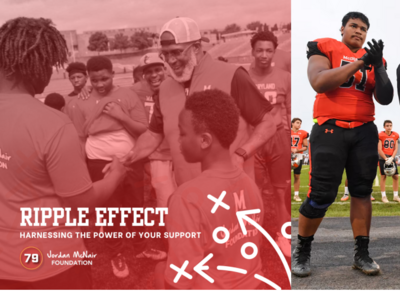 Social media graphics with visuals of highschool football players for the Jordan McNair Foundation 