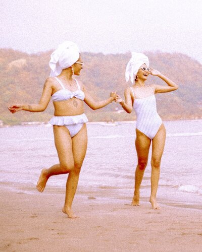 Vintage women on beach