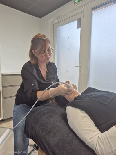 Femme qui fait un soin du visage