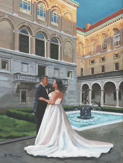 Bride and groom painting