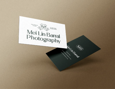 Two business cards designed for Mei Lin, a pet photographer.