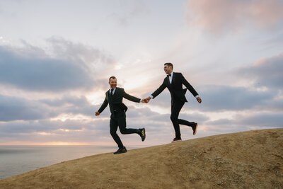 grooms running