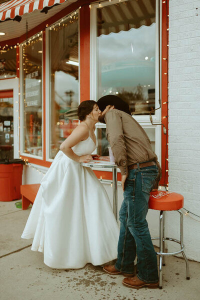 idaho elopement ice cream shop bridals