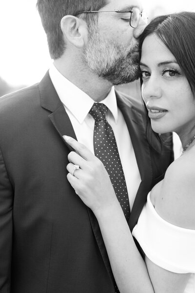 black and white engagement session