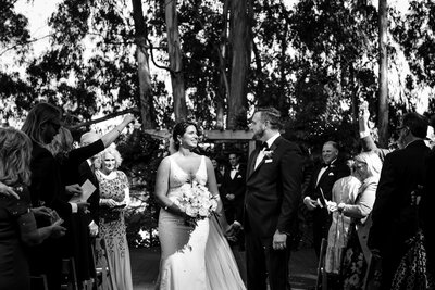 Bride and groom walk up memorial steps at their DC wedding