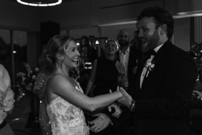 Newlyweds dancing at their wedding reception