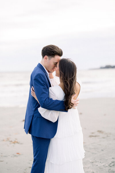 wedding engagement photos on beach in rhode island 