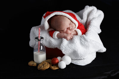 Newborn Baby Santa Christmas Cookies Milk