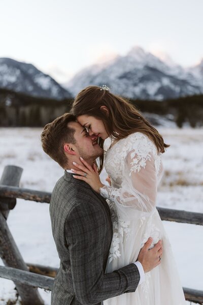 A couple exchanging vows during their wedding ceremony in Idaho