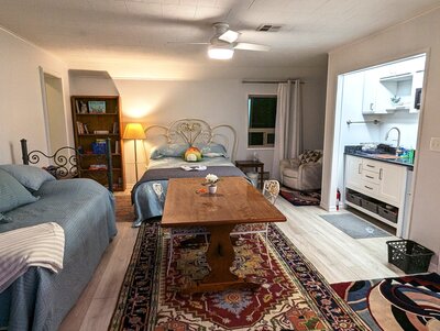 bedroom with wood table