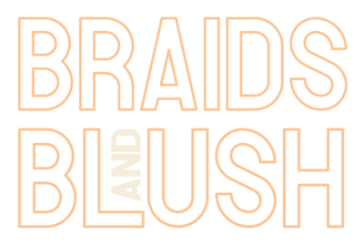 Braids and Blush stacked secondary logo in orange