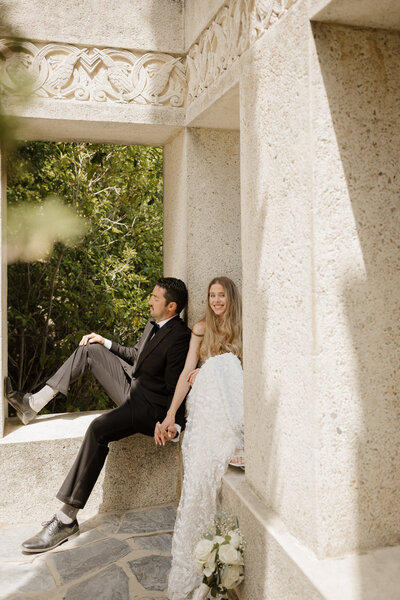 Catalina Island elopement couple holding hands